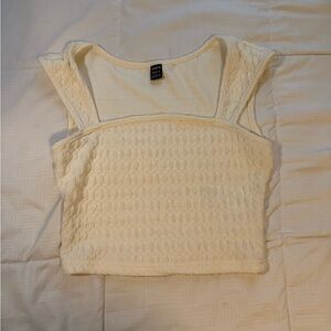 SHEIN Women’s Cream Textured Crop Top